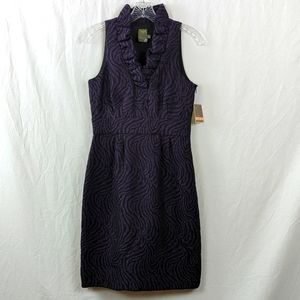 NWT TAYLOR PURPLE RUFFLED ZEBRA SHIFT DRESS